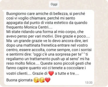Messaggio di una cliente