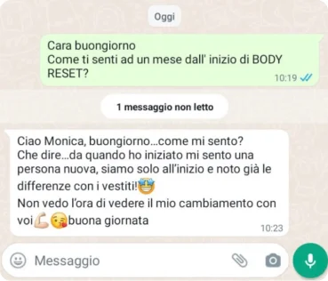 Messaggio di una cliente